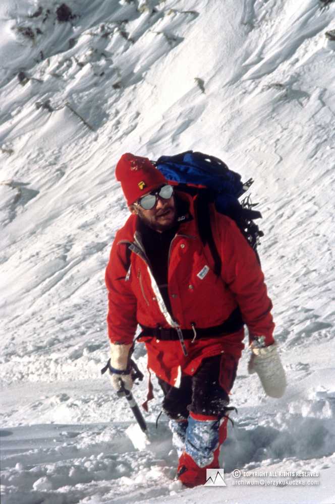 Jerzy Kukuczka podczas sesji reklamowej dla firm Bailo, CAMP, Scarpa.