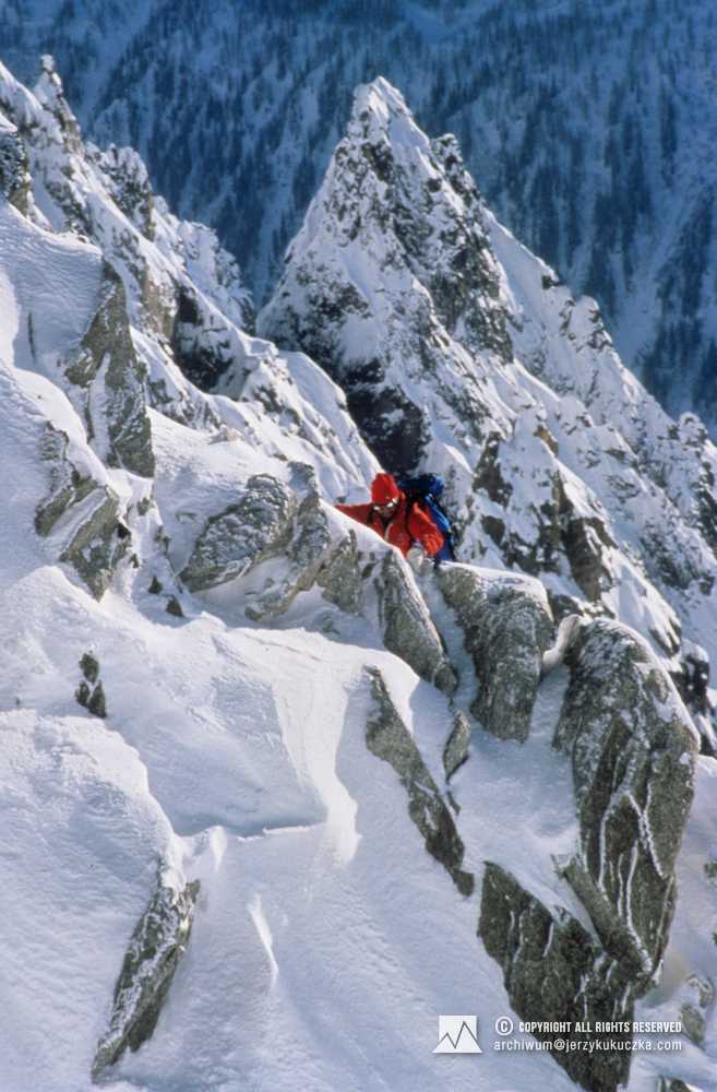 Jerzy Kukuczka podczas sesji reklamowej dla firm Bailo, CAMP, Scarpa.
