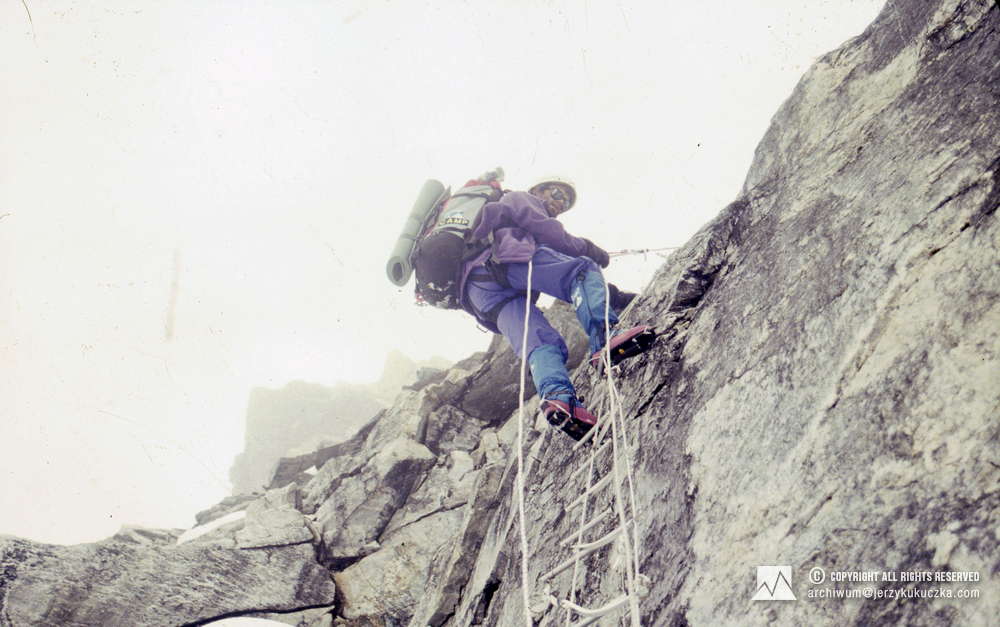 Ryszard Pawłowski w ścianie Lhotse.