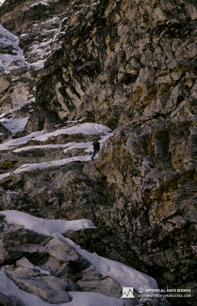 Ryszard Pawłowski w ścianie Lhotse.