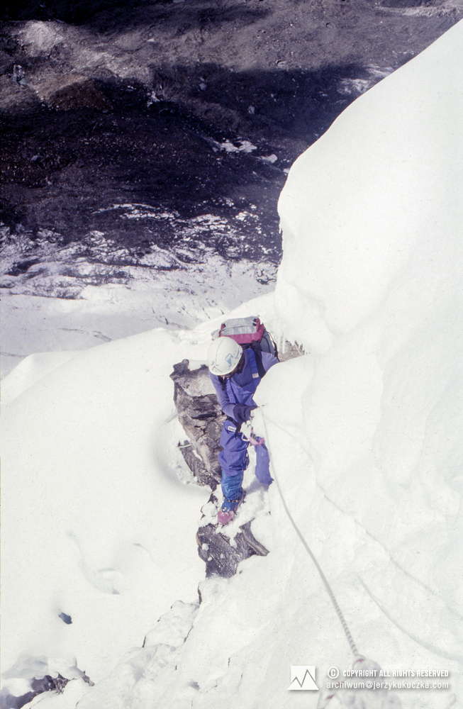 Ryszard Pawłowski w ścianie Lhotse.