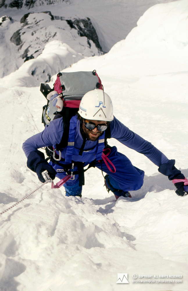 Ryszard Pawłowski w ścianie Lhotse.