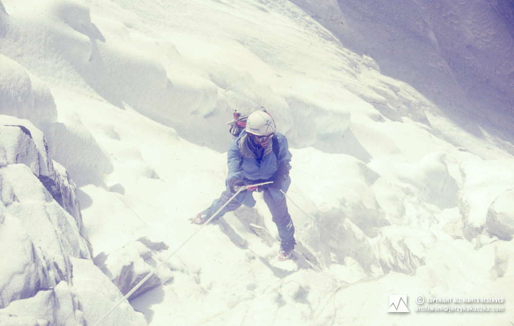 Ryszard Pawłowski w ścianie Lhotse.
