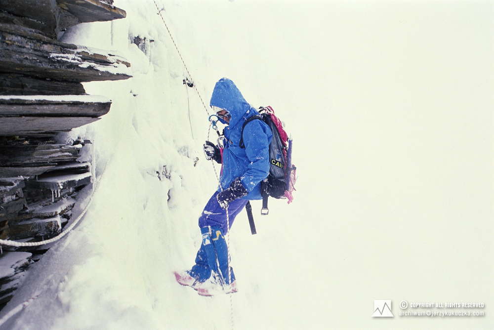 Ryszard Pawłowski w ścianie Lhotse.