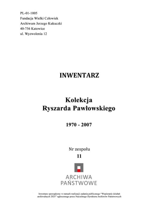 thumbnail of Kolekcja Ryszarda Pawłowskiego – inwentarz