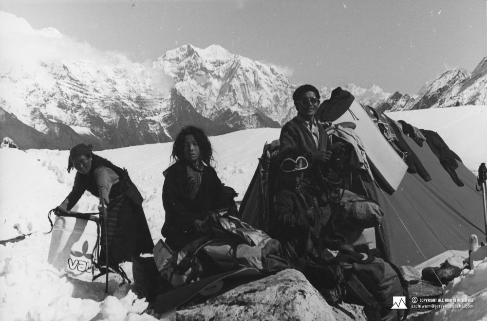 Nepal porters at the base.