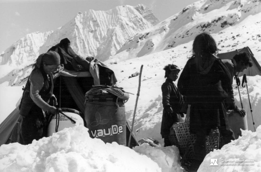 Nepal porters at the base.