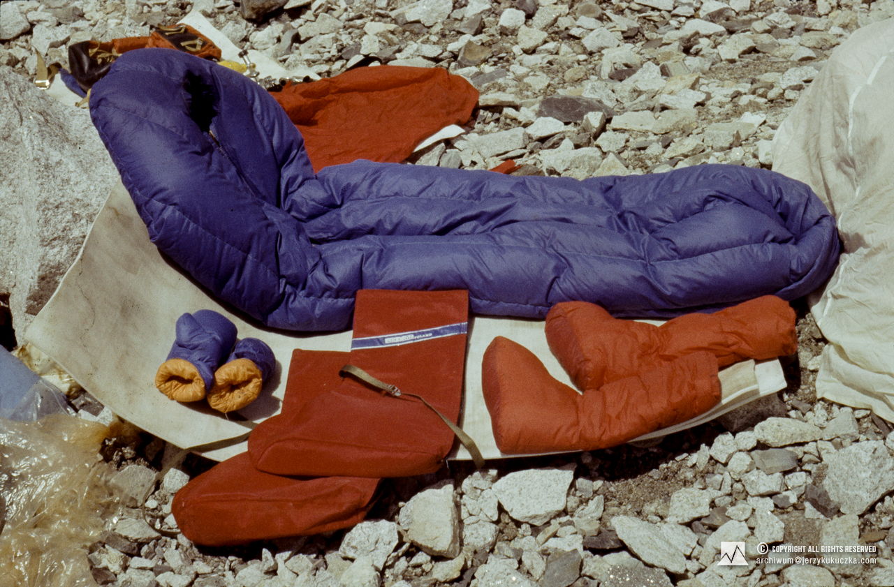 Equipment and outfit of Jerzy Kukuczka, removed after reaching the summit.