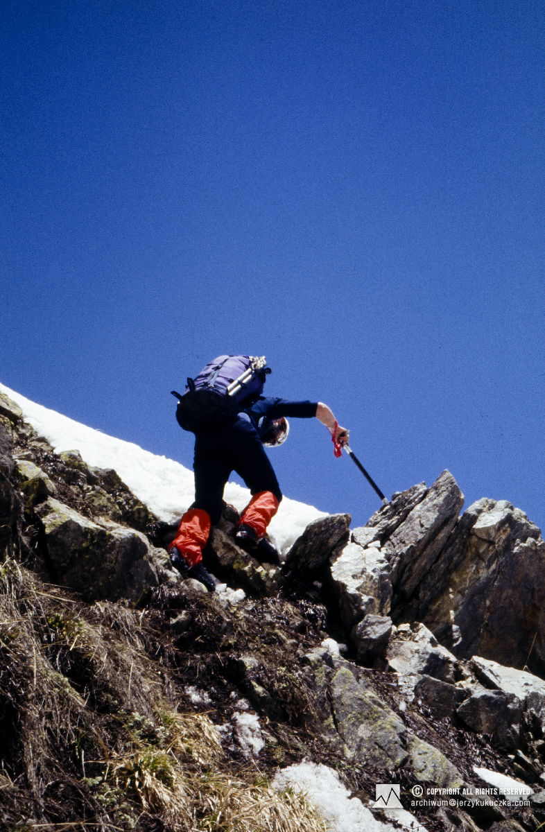 Paweł Mularz while climbing in the lower parts of Nanga Parbat.