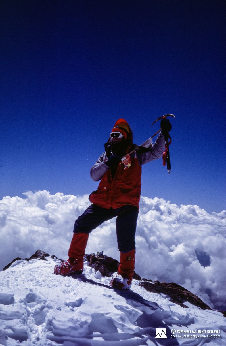 Jerzy Kukuczka on the top of Nanga Parbat (8125 m above sea level) - July 13, 1985.