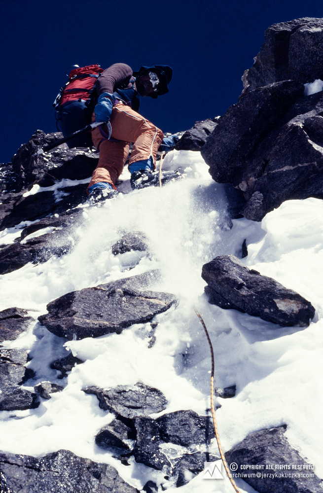 Tadeusz Piotrowski while climbing K2.