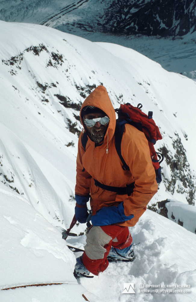 Tadeusz Piotrowski na stoku K2.