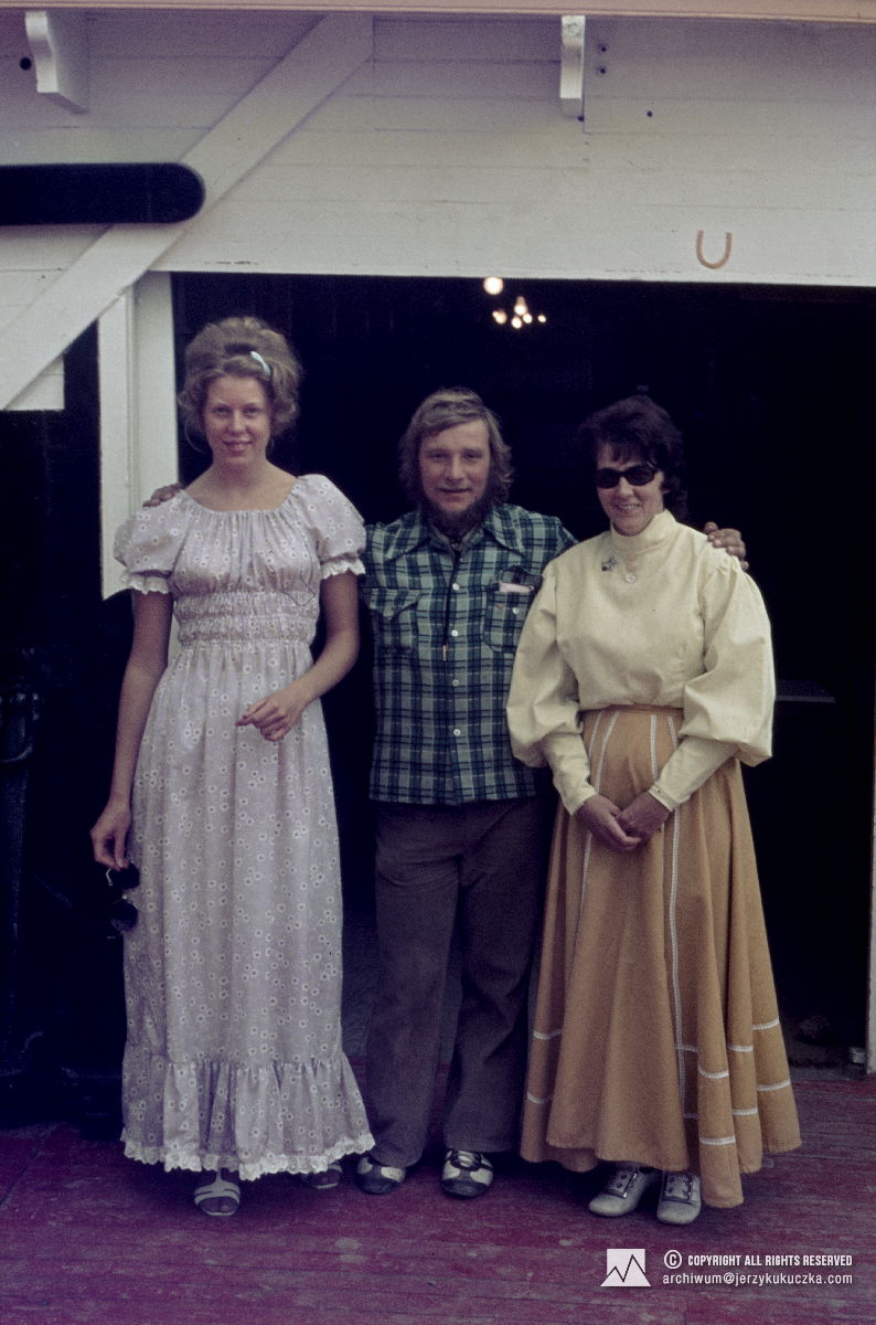 Jerzy Kukuczka with tourists or residents of Dawson City on the historic steamboat SS Keno.