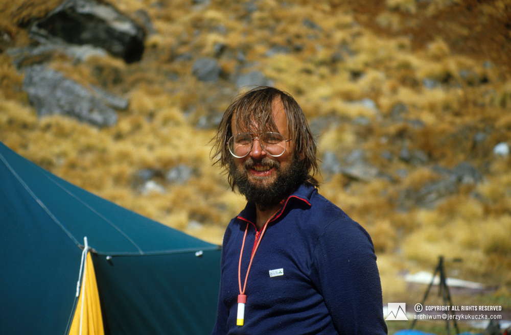 Ryszard Warecki in the base camp.