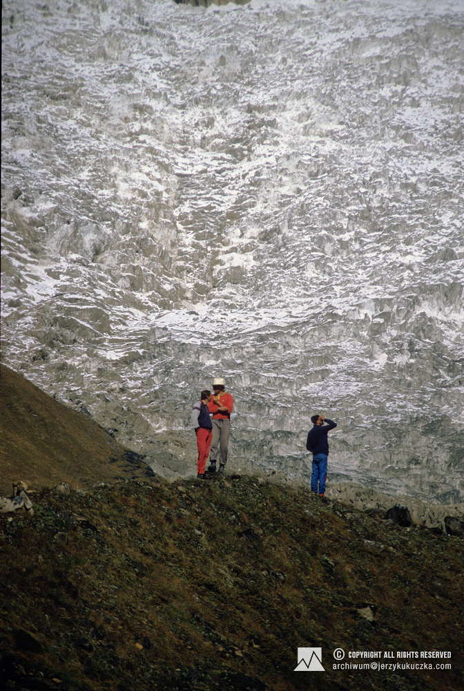 Participants of the expedition near the base. From left to right: Lech Korniszewski, Ramiro Navarrete, Steve Untch and Phil Butler.