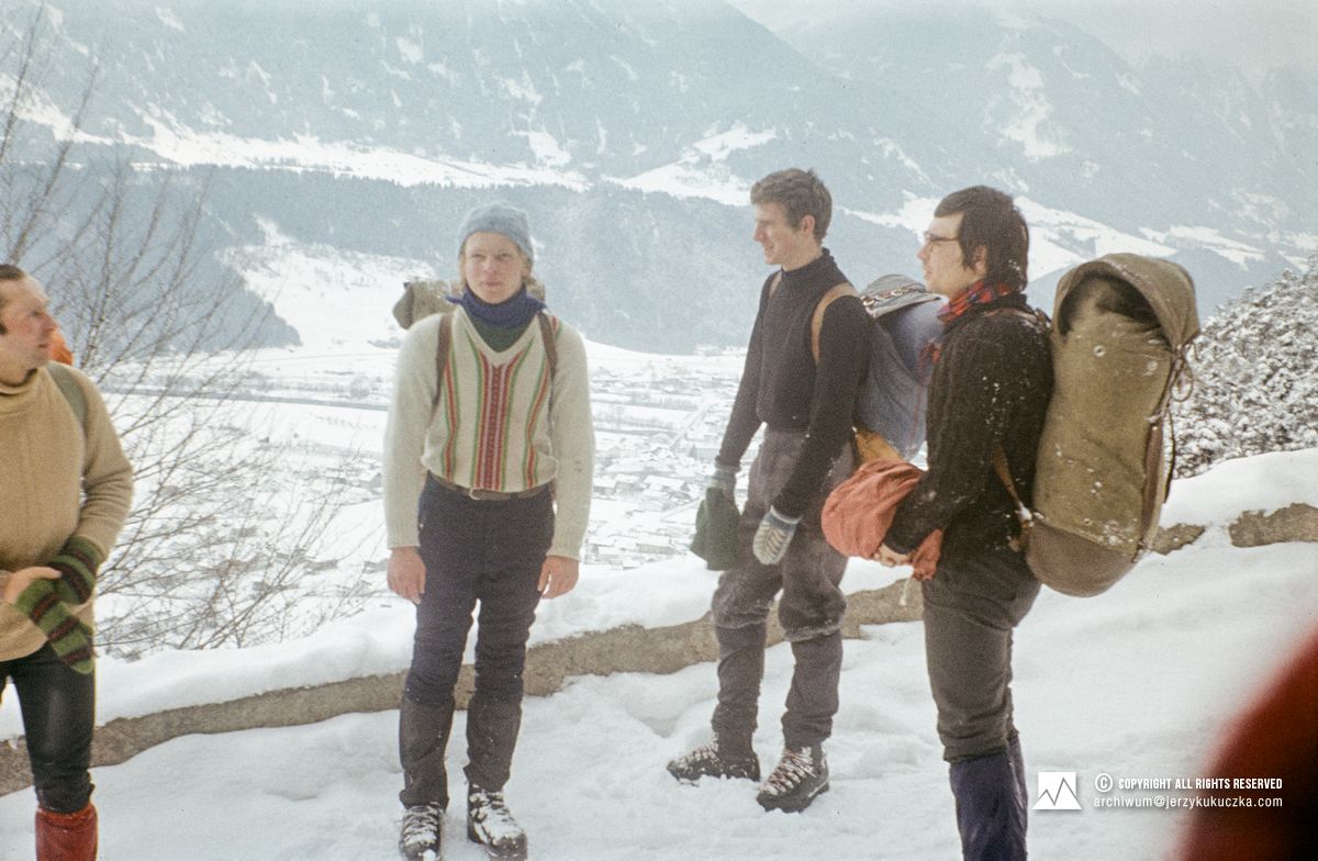 Participants of the expedition in Austria during training in the Karwendel mountain range. From the left: Janusz Kurczab, Marian Piekutowski, Janusz Skorek and Zbigniew Wach.