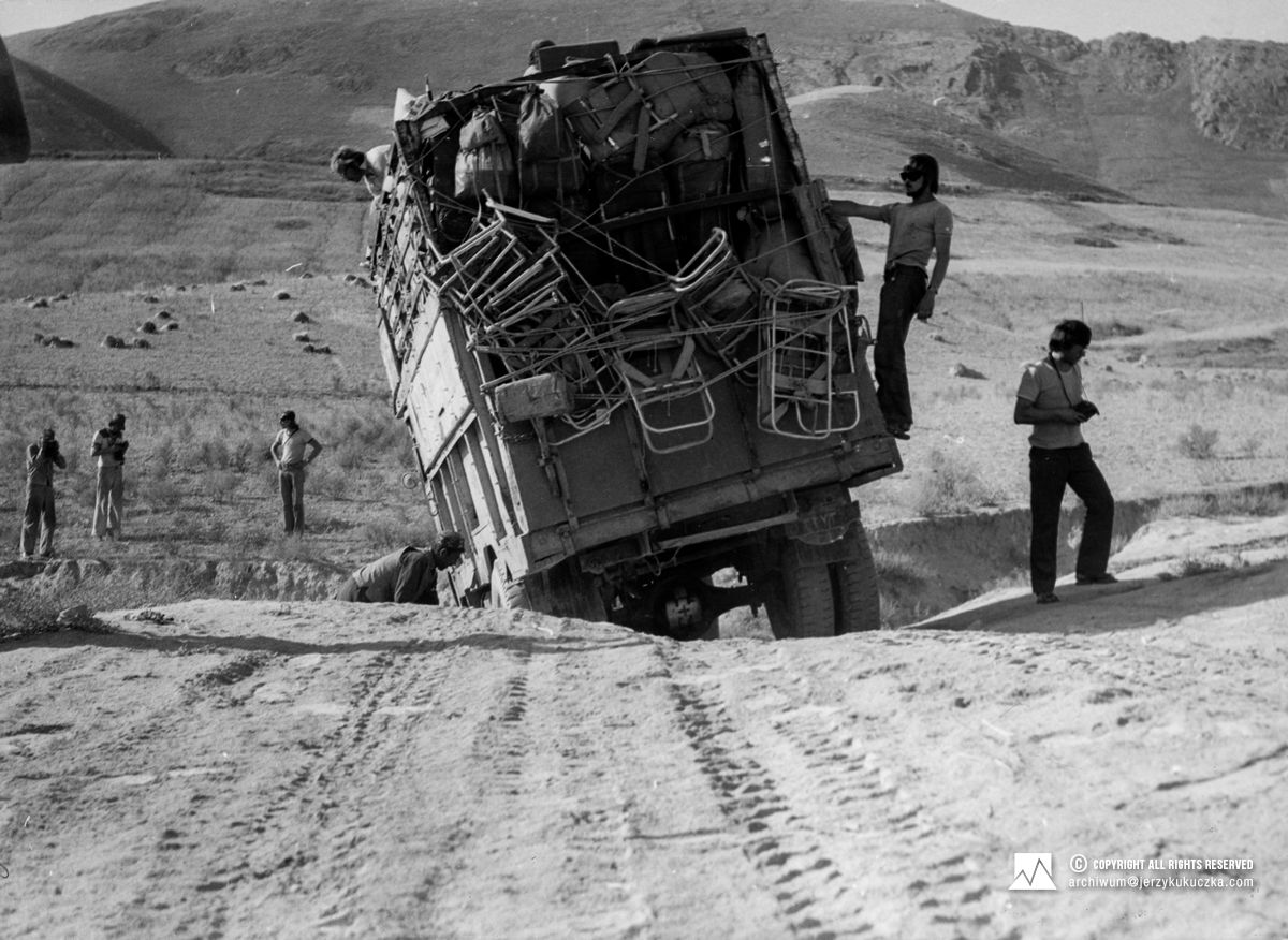 Expedition participants on the truck.