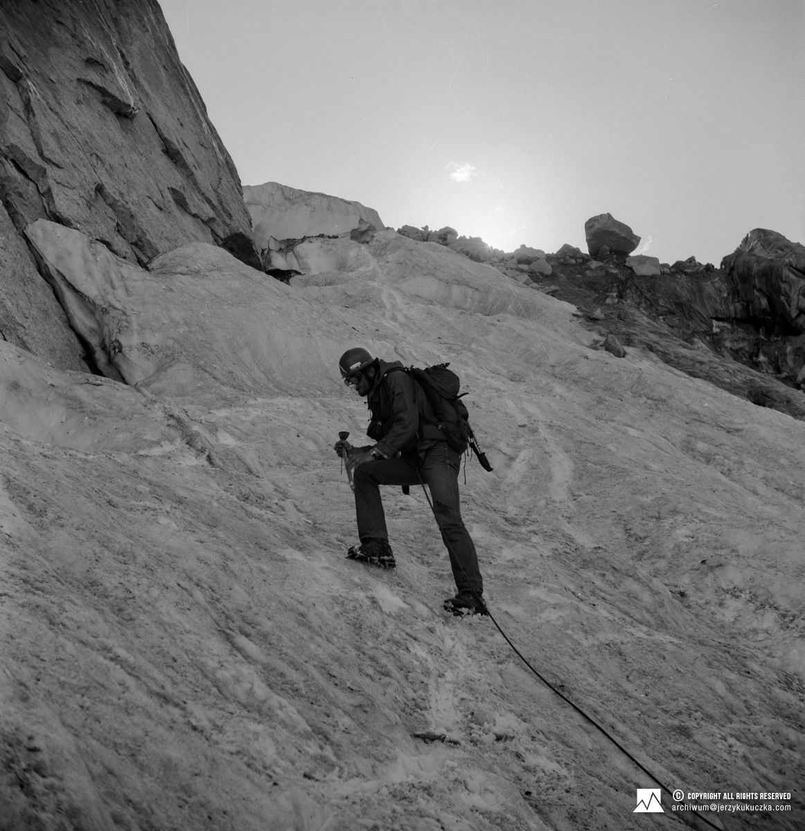 Matjaž Veselko while climbing.
