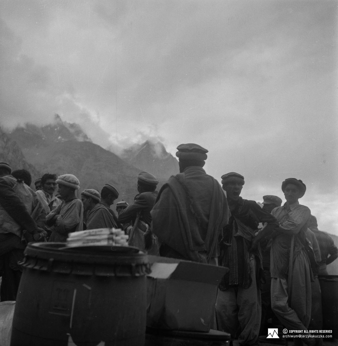 Porters in the base camp.