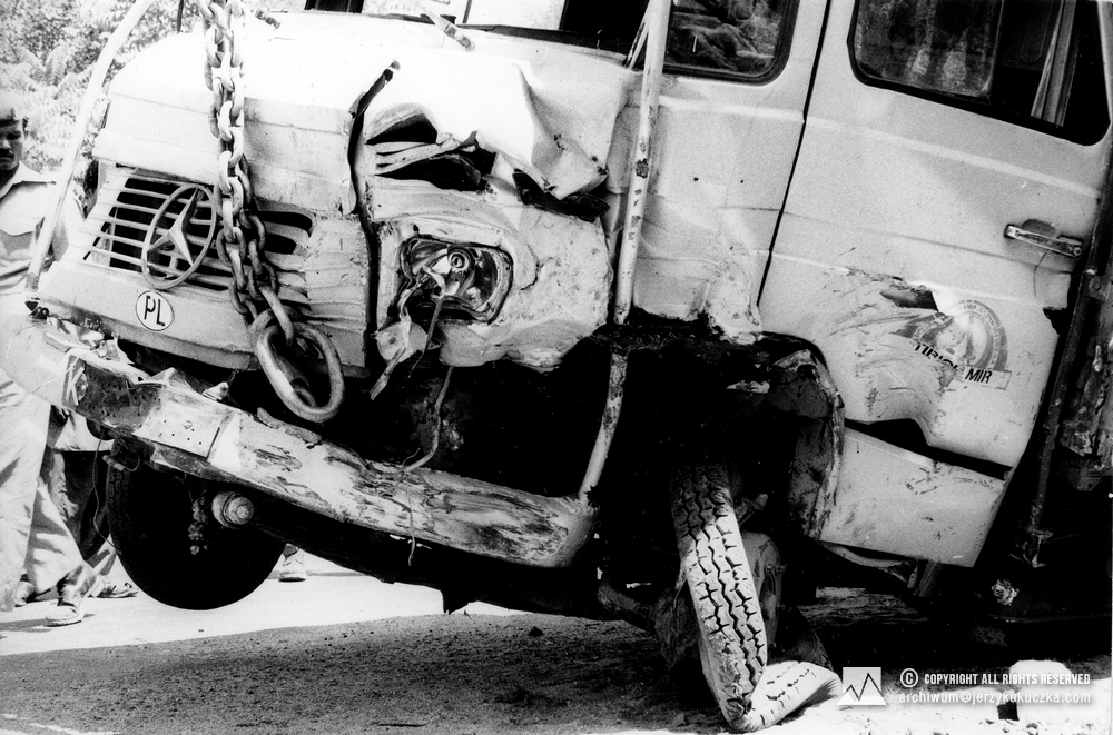 Damaged expedition truck.
