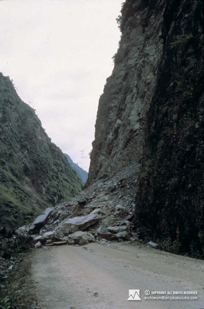 Landslide on the road.