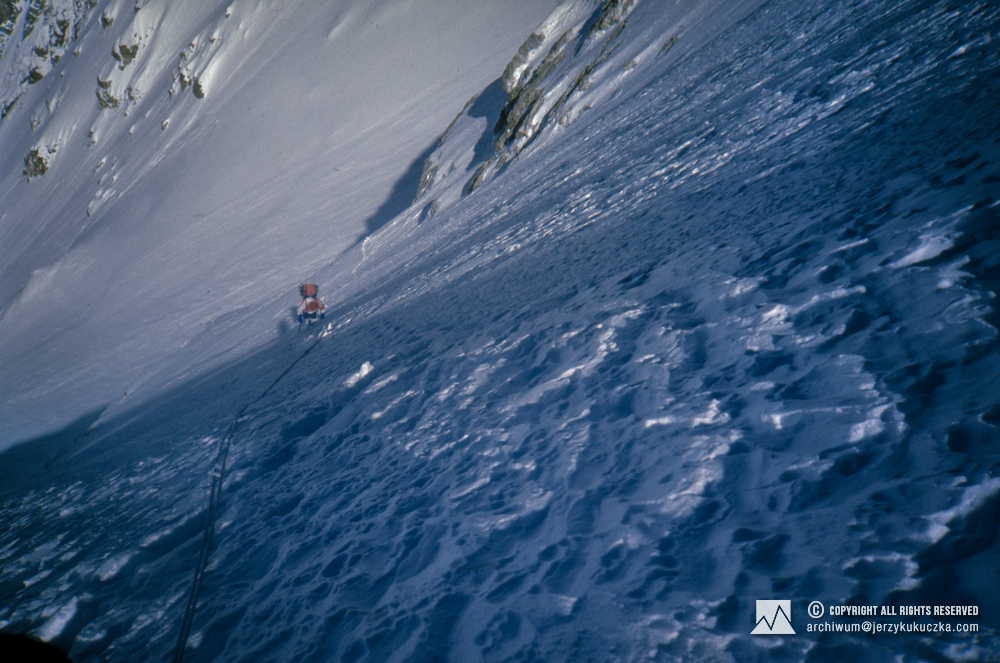 Jerzy Kukuczka while climbing Shisha Pangma.