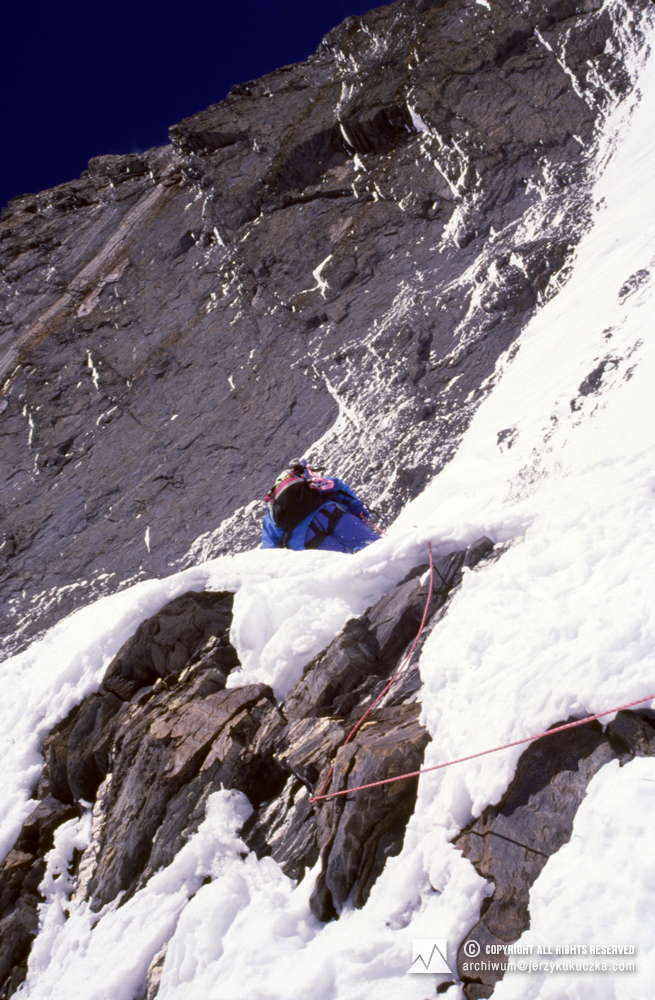 Ryszard Pawłowski w ścianie Lhotse.